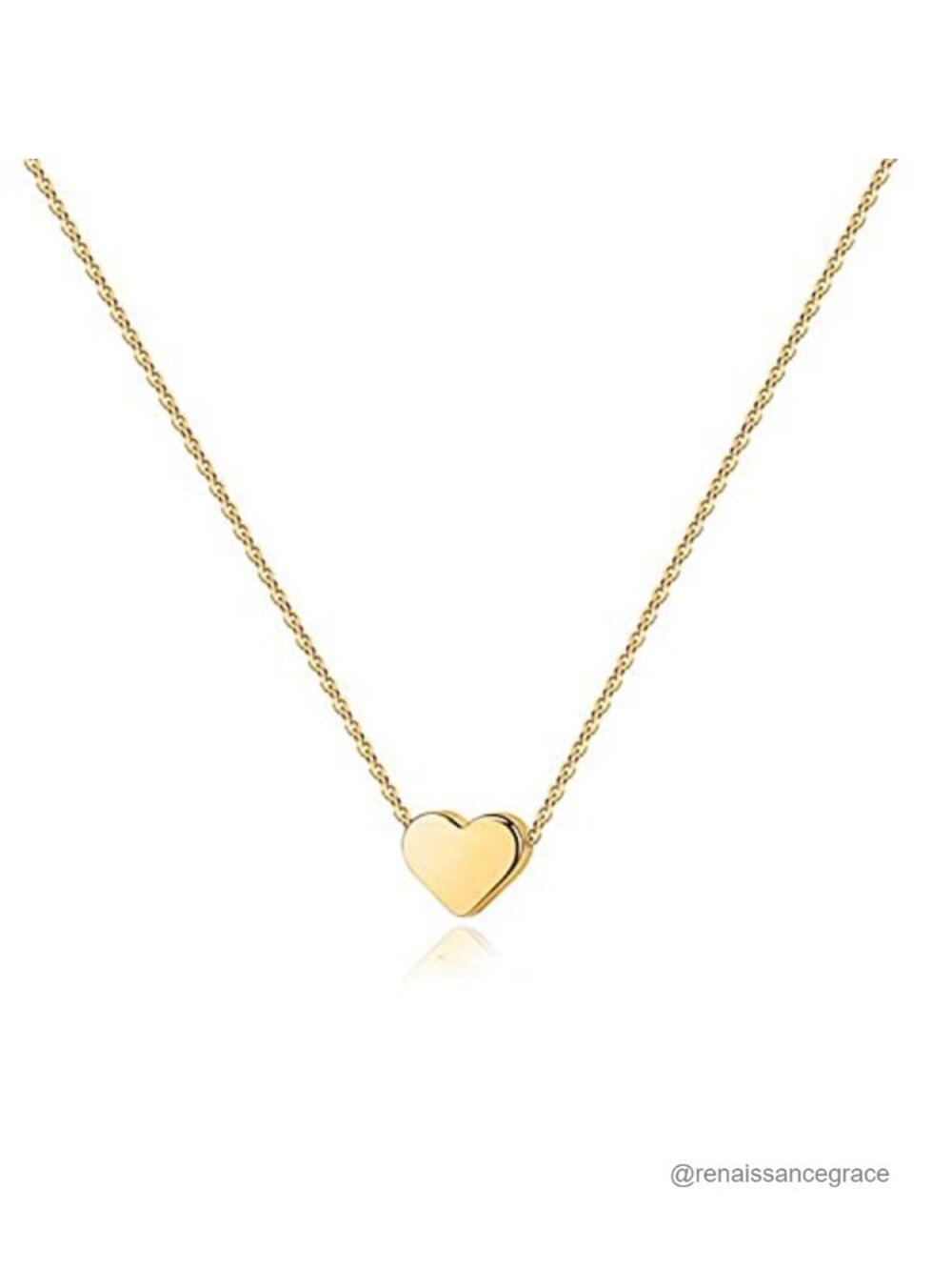 14K Gold Plated Heart Cubic Zirconia Pendant Necklace for Women Dainty 18 inch